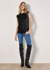 Sleeveless Sequin Top, Black, large
