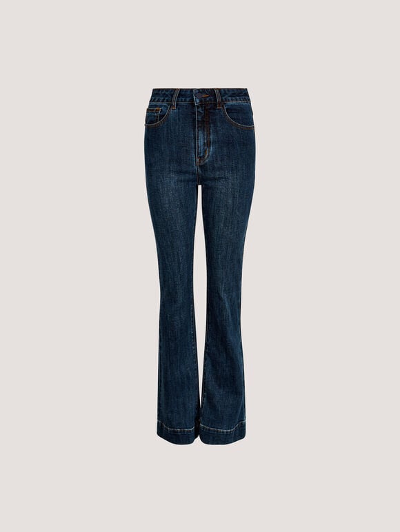 Lena Fit And Flare High Waist Jeans, Navy, large