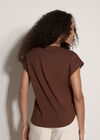 Turn-Up Sleeves Jersey T-Shirt, Brown, large