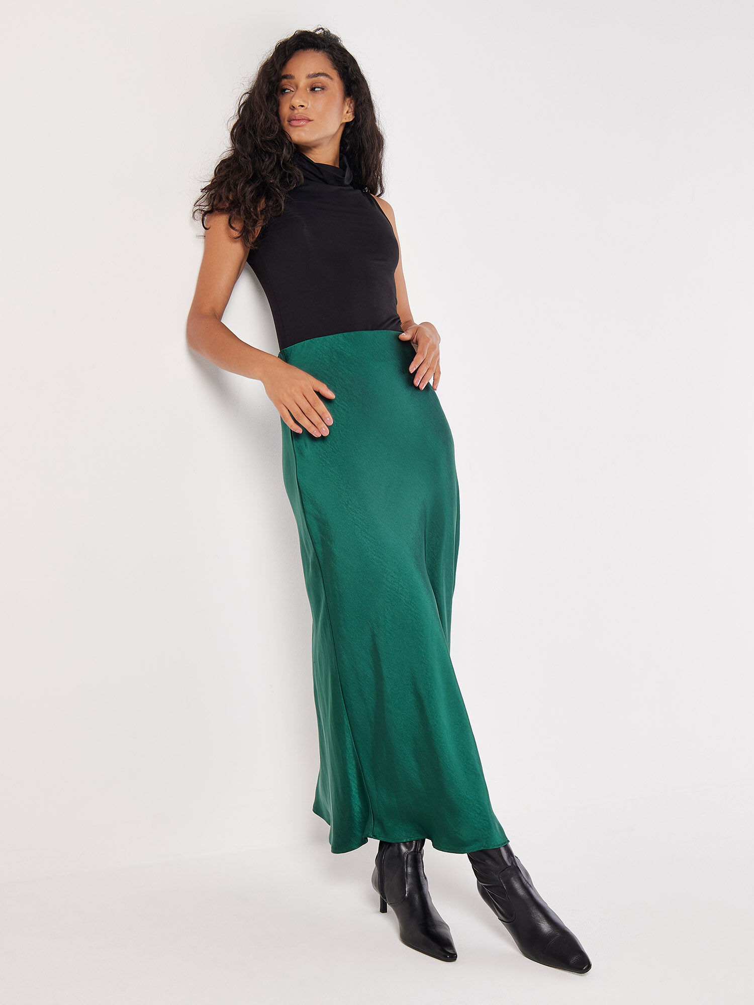 Green bias midi skirt store