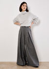 Woven Wide Leg Trousers, Grey, large