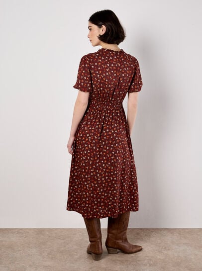 Ditsy Floral Smocked Midi Dress