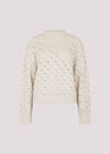 Pointelle Teardrop Chunky Knit Jumper, Cream, large