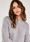 Basket Weave Puff Sleeve Jumper, Grey, large