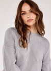 Korbgeflecht-Pullover mit Puffärmeln, Grau, Größe L
