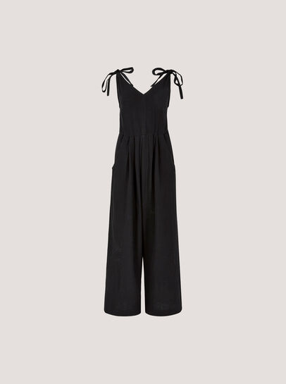 Textured Cotton Wide Leg Jumpsuit