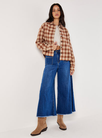 Cropped Check Shacket