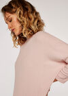 Ribbed Curved Hem Top, Pink, large