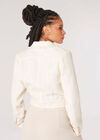 Fringed Cropped Tweed Blazer, Cream, large