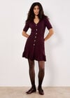 Ribbed Knit Fit And Flare Mini Dress, Burgundy, large