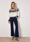 Chunky Knit Fair Isle Jumper, White, large