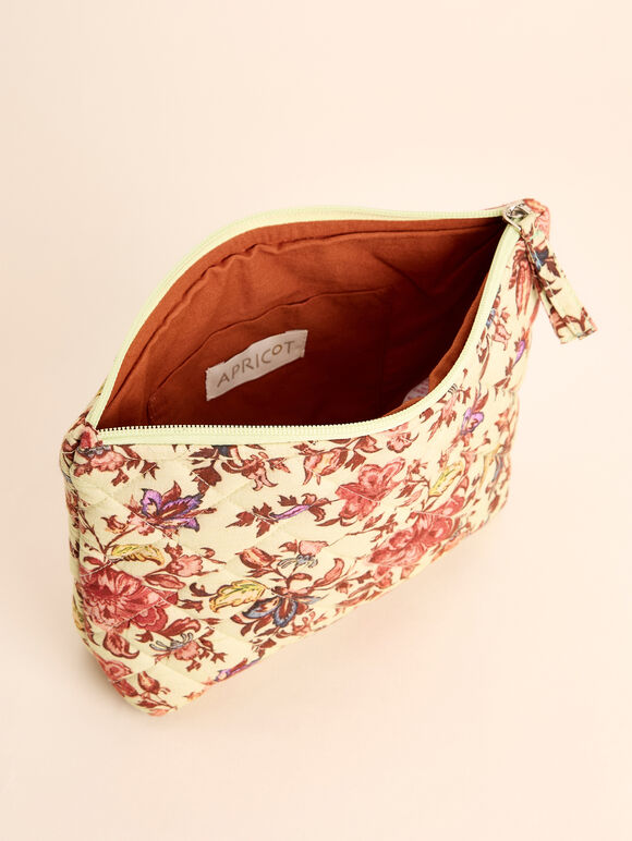 Floral Quilted Pouch, Green, large