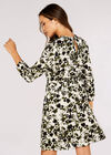 Brushstroke Smock Mini Dress, Khaki, large