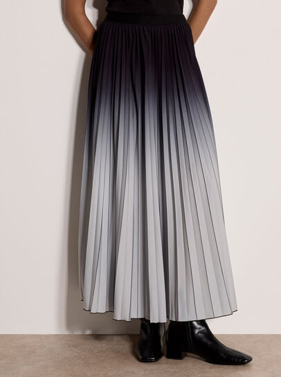 Ombre Pleated Midi Skirt
