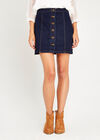 Navy Denim Mini Skirt, Navy, large
