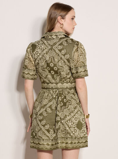 Scarf Print Shirt Mini Dress