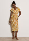 Fan Print Midaxi Dress, Mustard, large