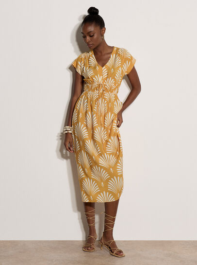 Fan Print Midaxi Dress