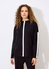 Mock Neck Mono Stripe Jumper, Black, large