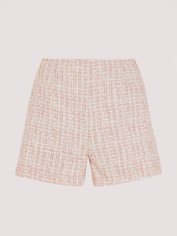 Tweed Tailored Shorts, Pink, large