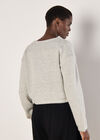 Cropped Boucle Knit Drawstring Jumper, Grey, large