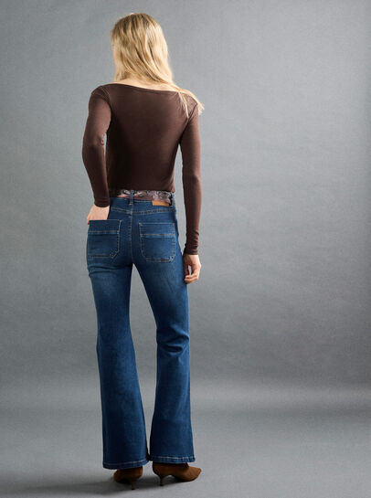 Lulu Scarf Belt Flare Jeans