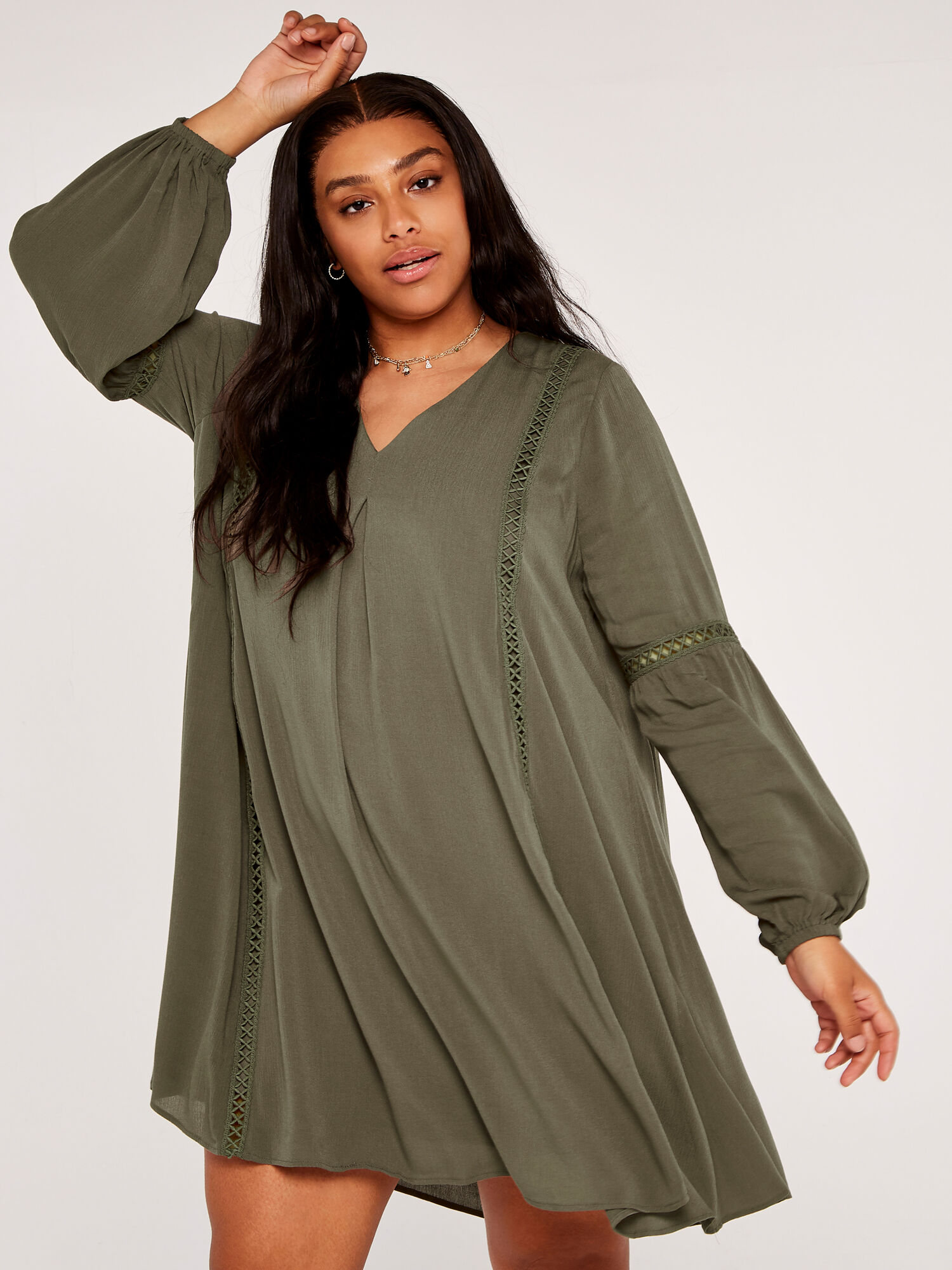 Curve Lace Detail Boho Swing Dress