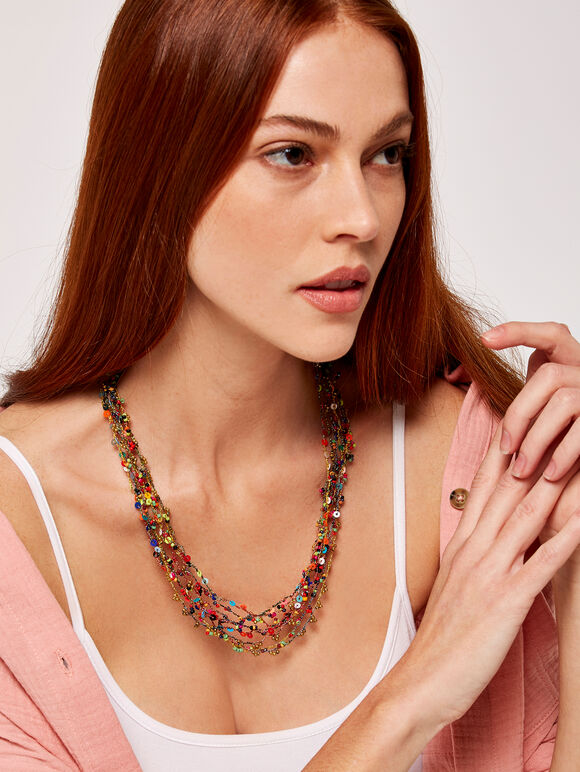  Sequin string necklace, Assorted, large