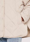 Collarless Quilted Jacket, Stone, large