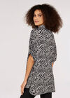 Zebra Print Polo Neck Top, Grey, large