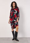 Paint Splash Cocoon Midi Dress, Red, large