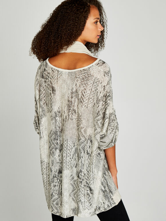  Snakeskin Sequin Top, Stone, large