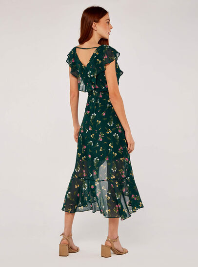 Botanical Wrap Midi Dress