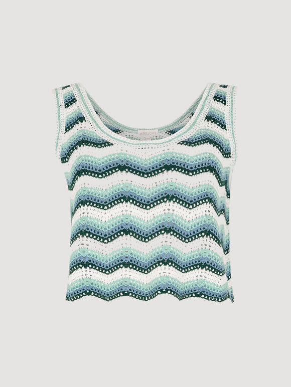 Chevron-Häkel-Crop-Top, Aqua – Türkis, groß