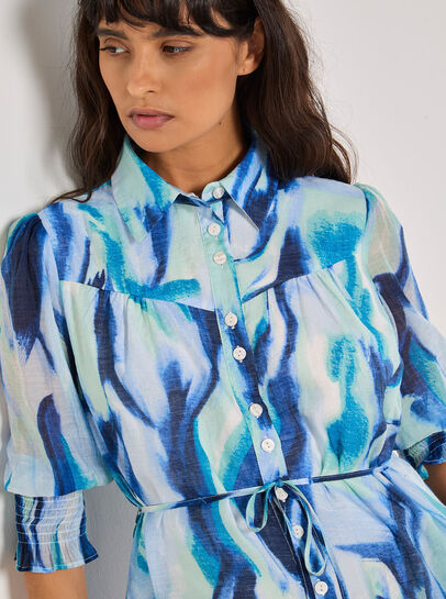 Painterly Swirls Shirt Mini Dress