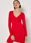 Wrap Bodycon Mini Dress, Red, large