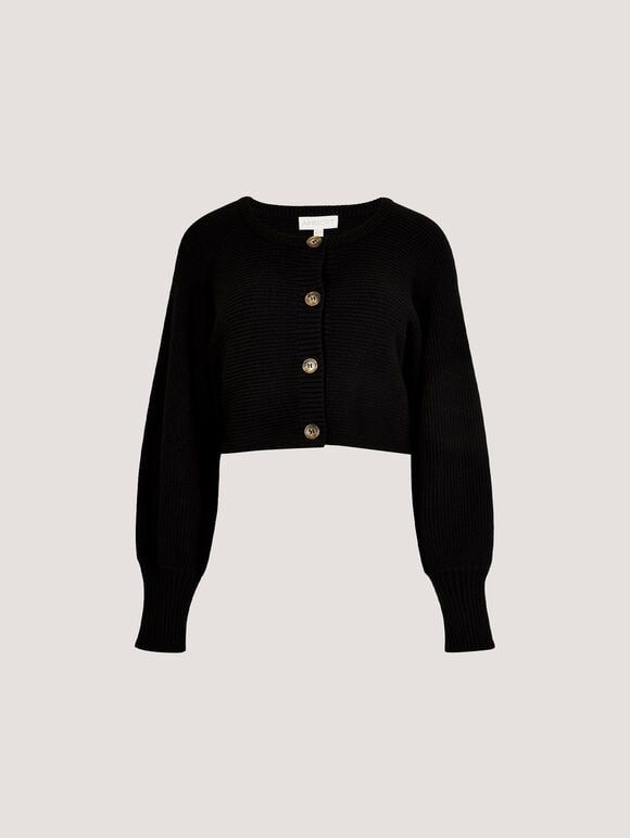 Cropped Batwing Cardigan, Black, large