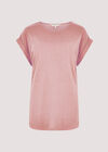 T-Shirt mit gebogenem Saum, Pink, groß