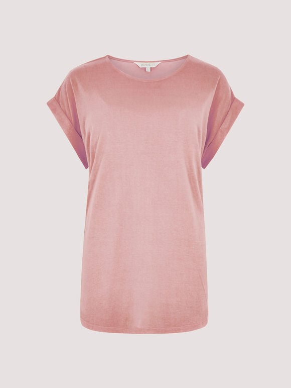 T-shirt à ourlet incurvé, rose, grand