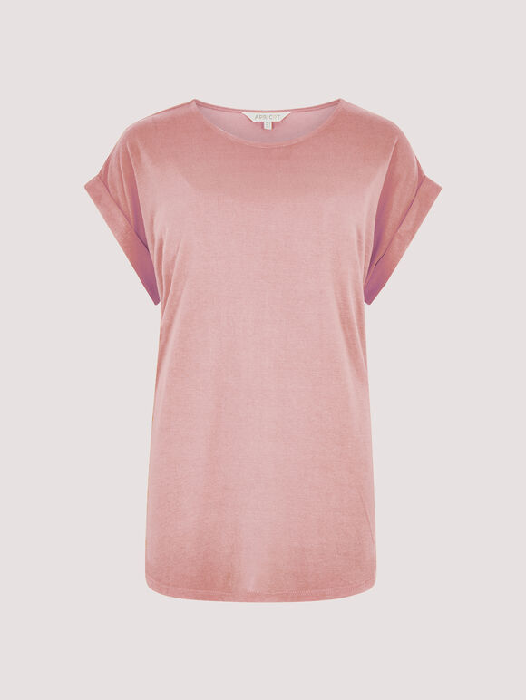 T-Shirt mit gebogenem Saum, Pink, groß