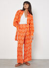 Geo Leaf Palazzo Trousers, Orange, large