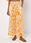 Cotton Floral Print Palazzo Trousers, Orange, large