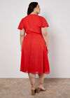 Curve Jacquard Chevron Wrap Midi Dress, Orange, large