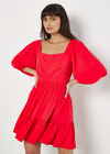Chevron Texture Cut-Out Mini Dress, Red, large