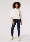 Cropped Wide Sleeve Shirt, White, large