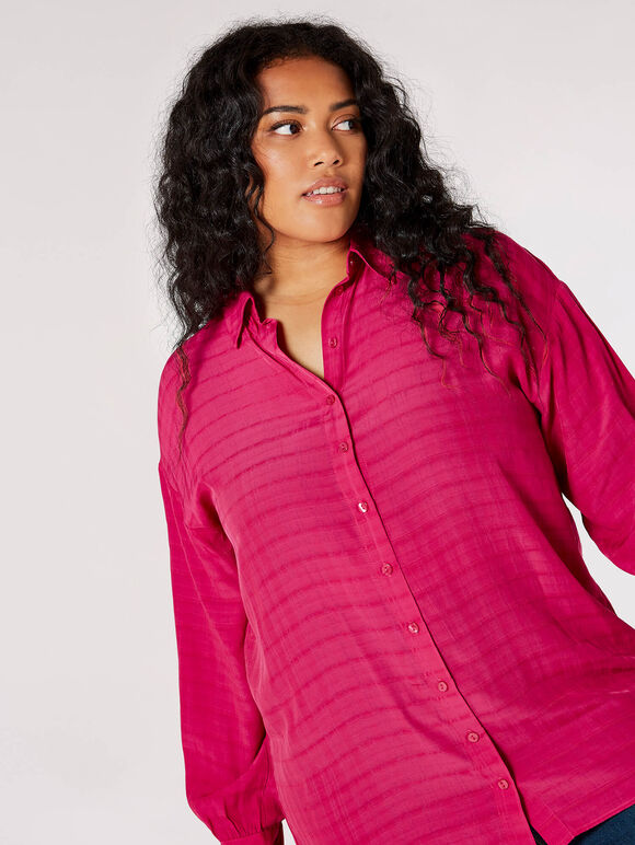 Curve Oversized Checked Shirt, Fuchsia, large