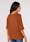 Rib Batwing Top, Rust, large