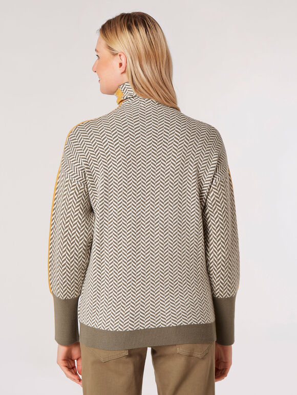 Colour Pop Chevron  Jumper, Khaki, large