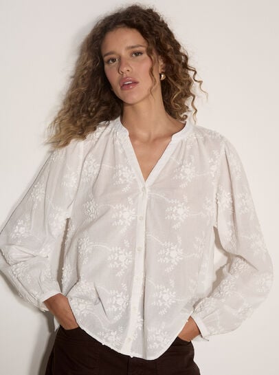 Floral Embroidered Cotton Blouse