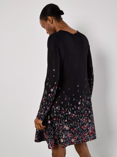 Floral Border Jersey Knit Mini Dress